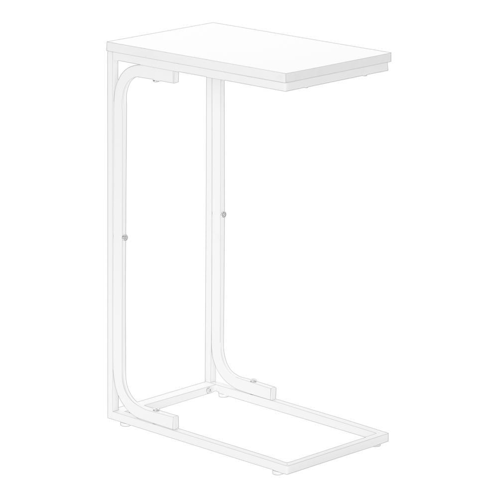 White Metal and Wood Rectangular C-Shaped Accent Table