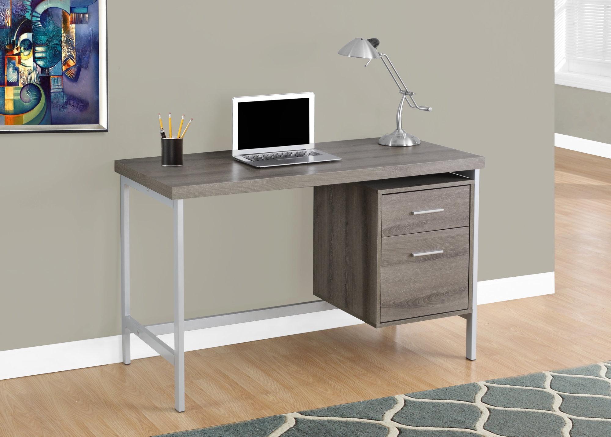 Contemporary Dark Taupe 47" Home Office Desk with Filing Cabinet