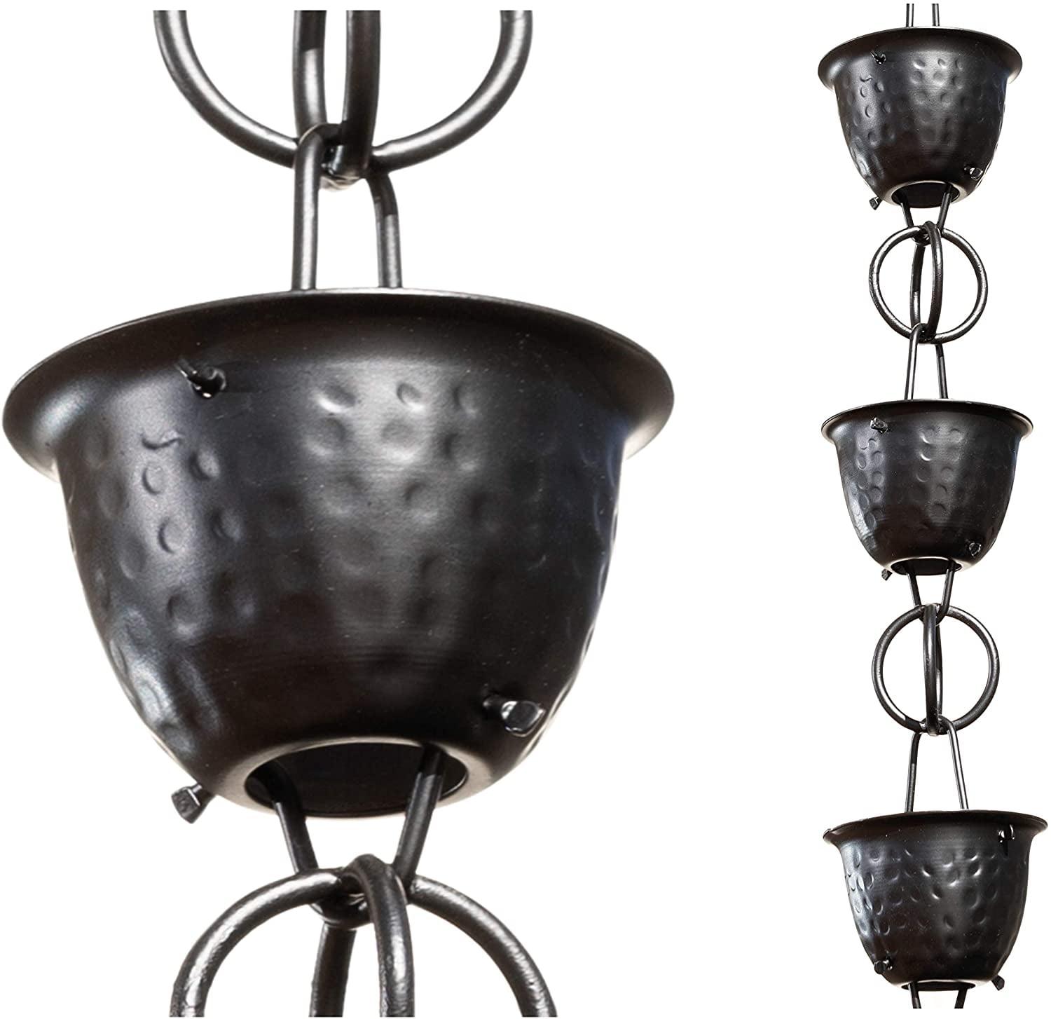 Monarch Rain Chains Aluminum Hammered Cup Rain Chain Replacement Downspout for Gutters