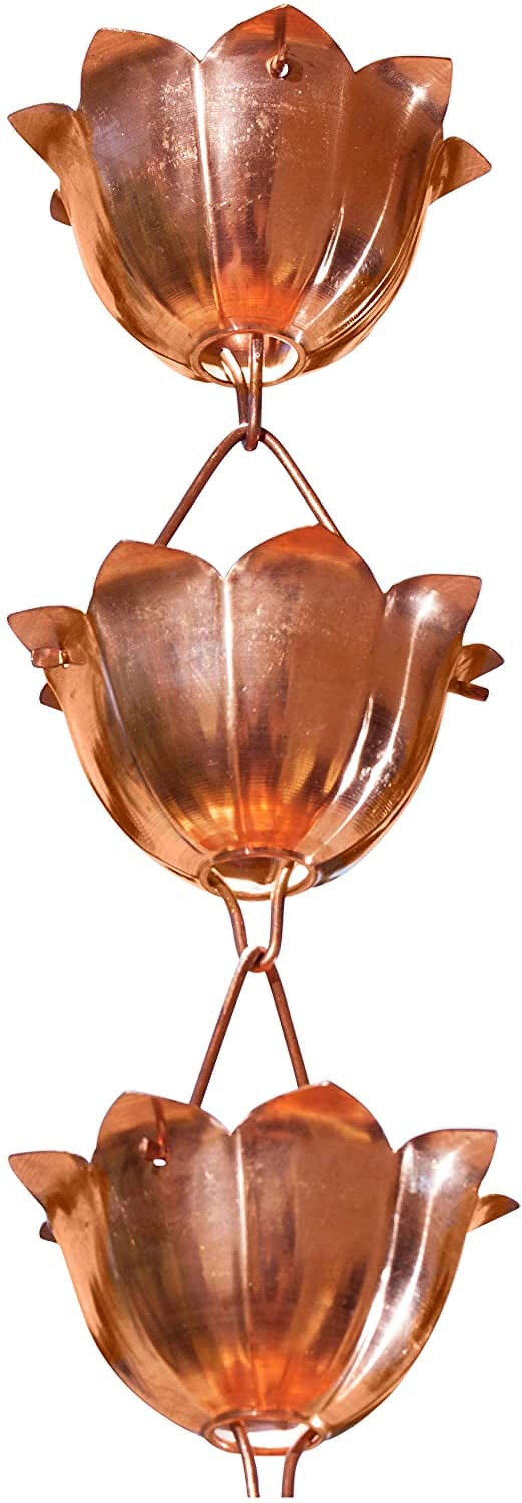 Pure Copper Lotus Cup Rain Chain Replacement Downspout for Gutters