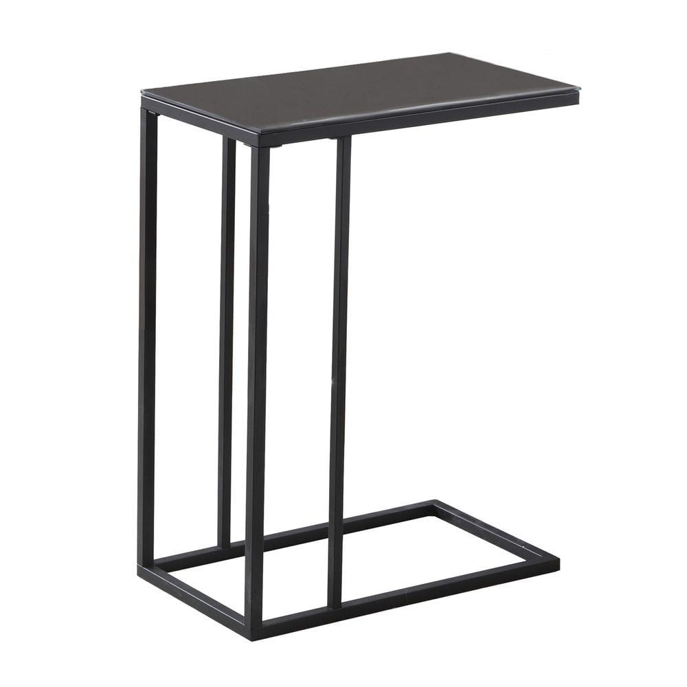 Chic Black Metal and Tempered Glass Rectangular Snack Table