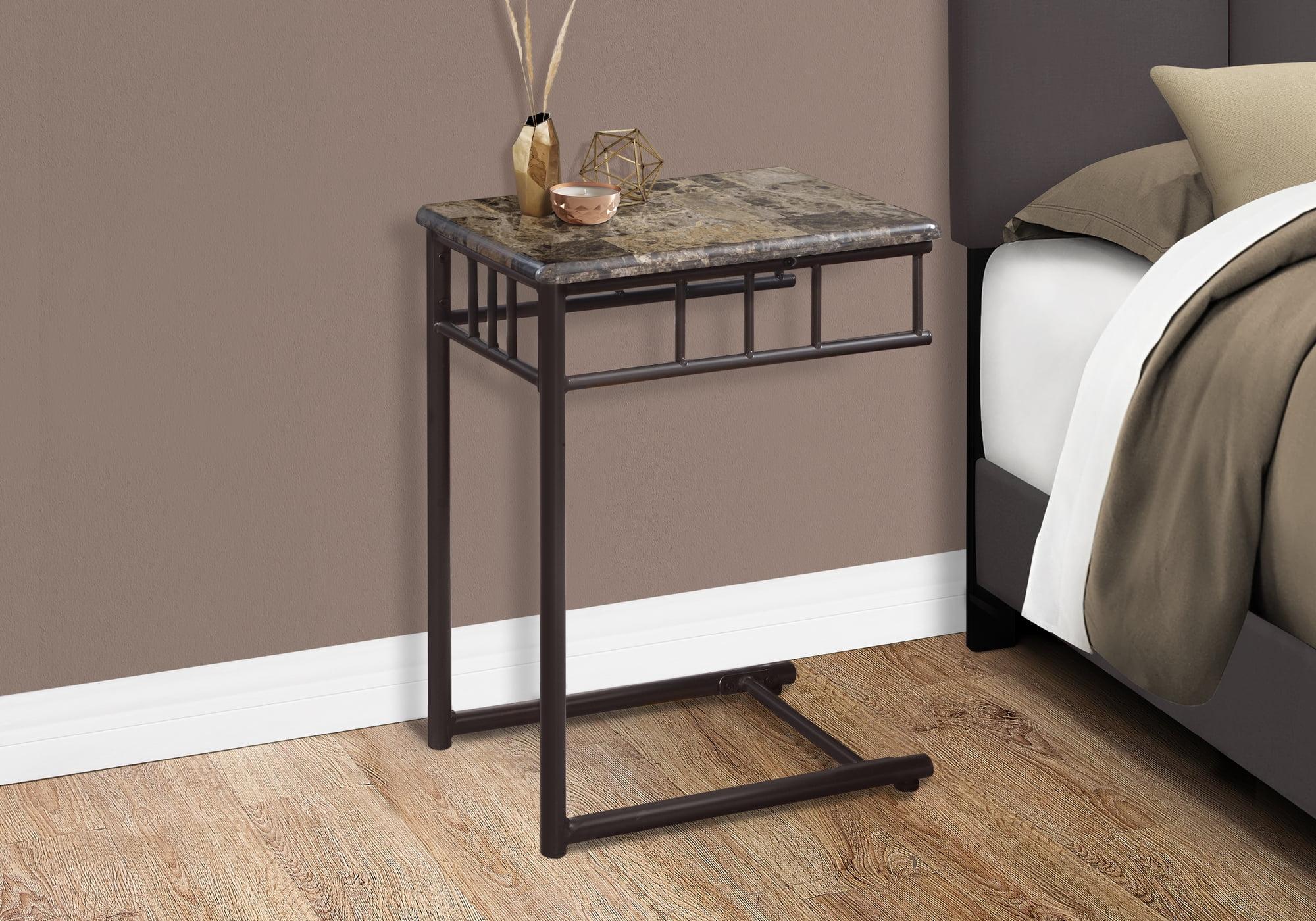 Bronze Metal and Cappuccino Marble Rectangular Snack Table