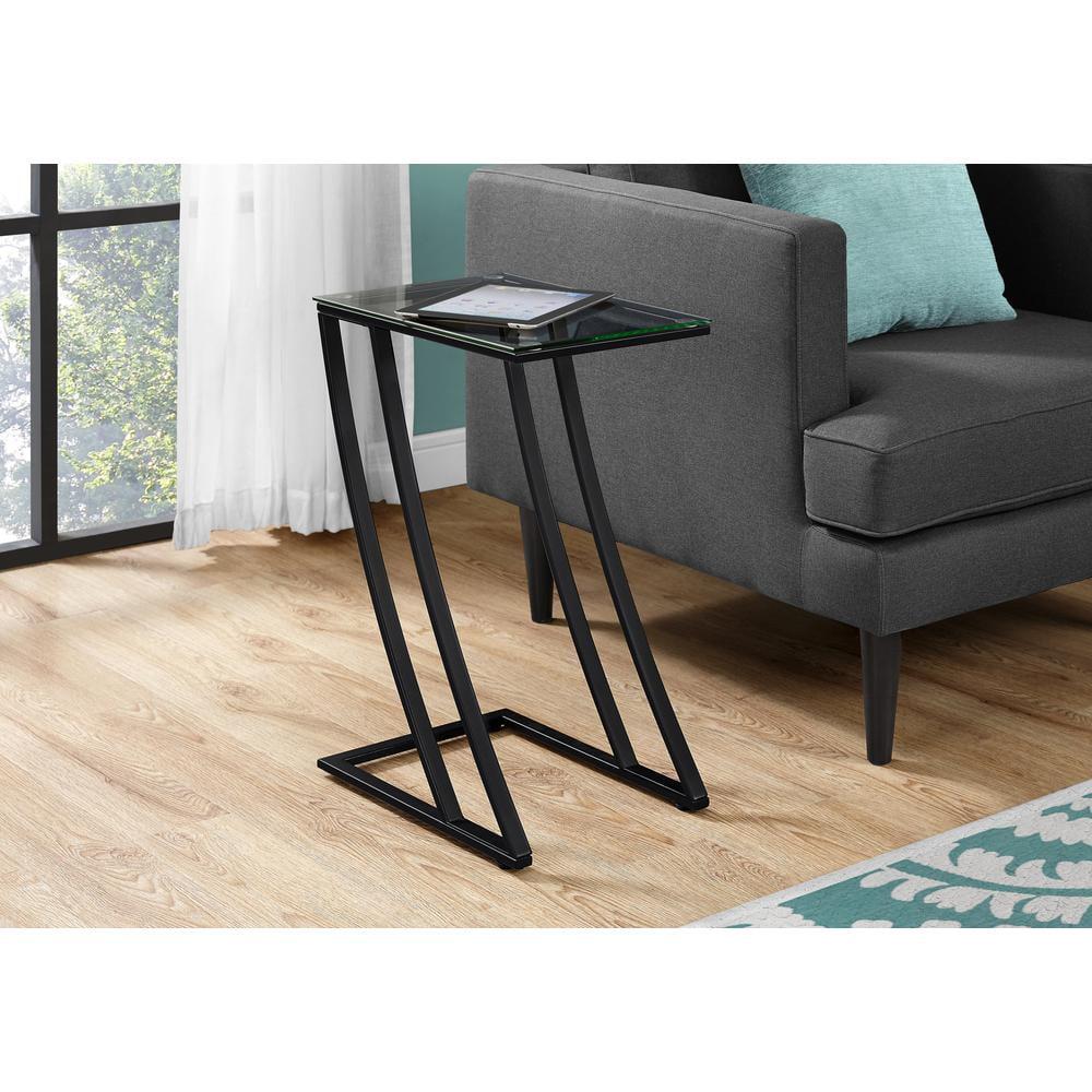 Monarch Specialties ACCENT TABLE - BLACK METAL WITH TEMPERED GLASS