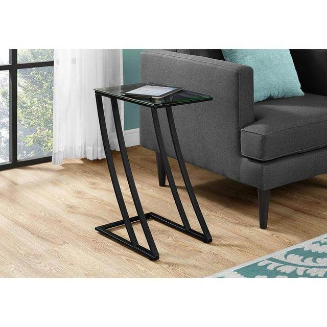 Monarch Specialties ACCENT TABLE - BLACK METAL WITH TEMPERED GLASS