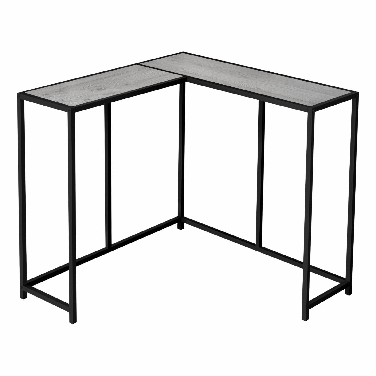 Gray and Black L-Shaped Corner Console Table with Storage