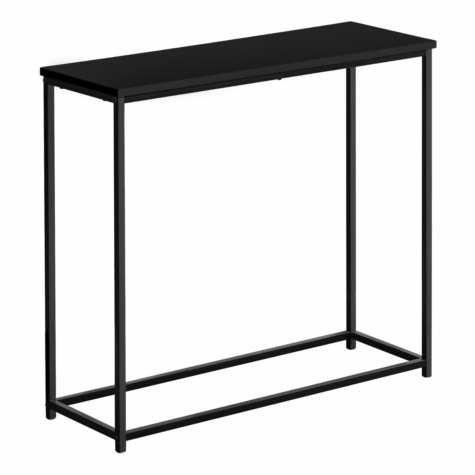 Black Metal and Wood Rectangular Console Table with Storage