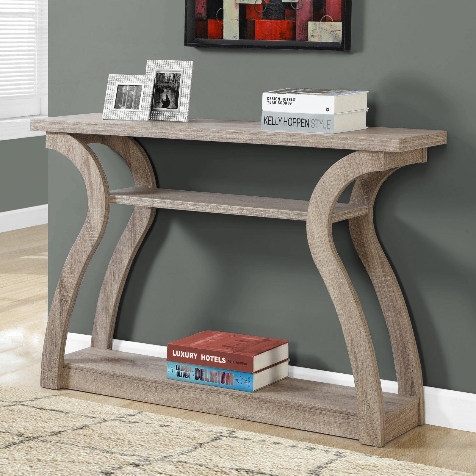 Contemporary Dark Taupe Wood 47" Rectangular Console Table with Storage