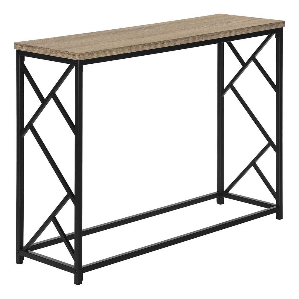 Monarch Specialties Accent Table Console Entryway Narrow Sofa Living Room Bedroom Brown Laminate Black Metal Contemporary Modern