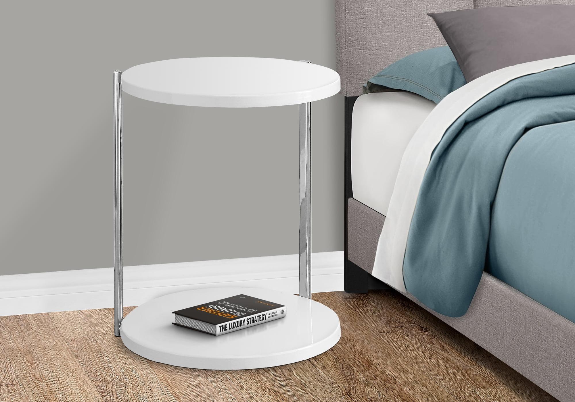 Contemporary Glossy White Round Metal Accent Table