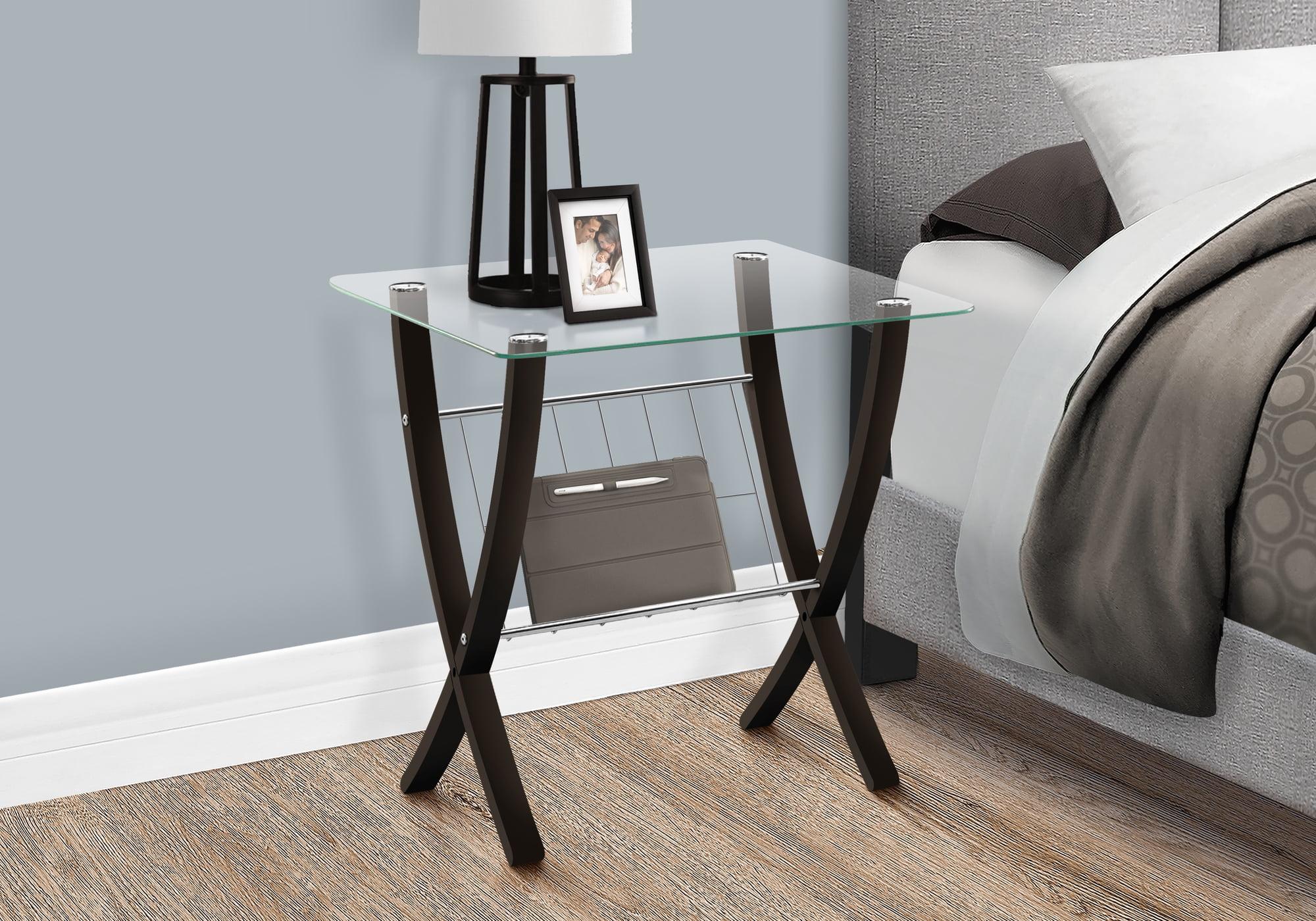 Cappuccino Bentwood & Tempered Glass 24" Contemporary Accent Table