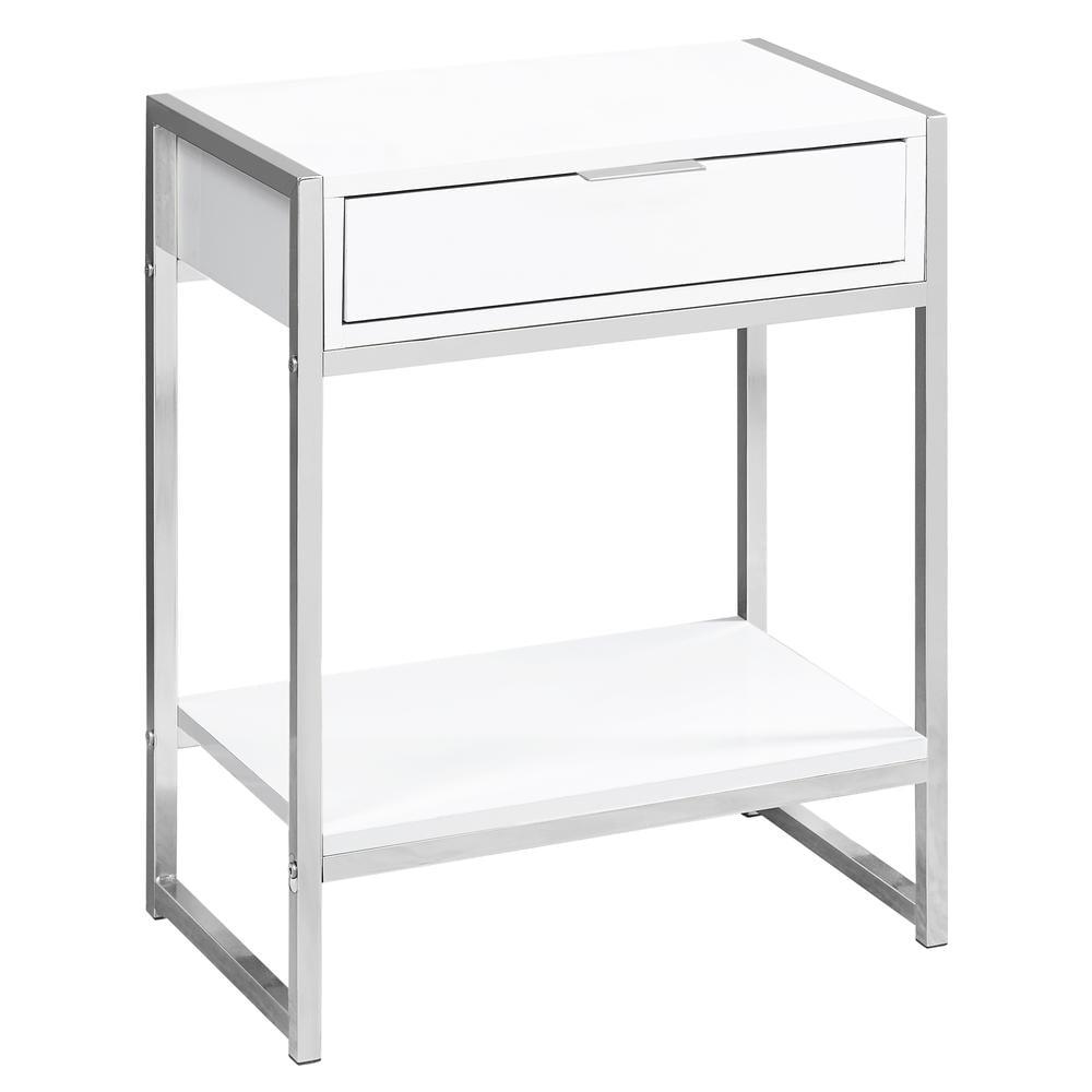 Monarch Specialties Accent Table, Side, End, Nightstand, Lamp, Bedroom, Glossy White Laminate