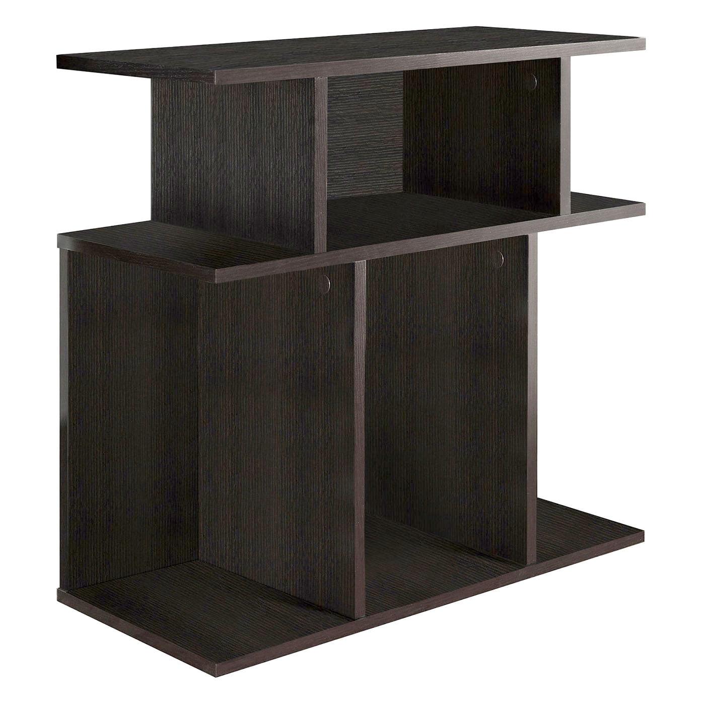 Cappuccino Wood Rectangular Side Table with Shelves