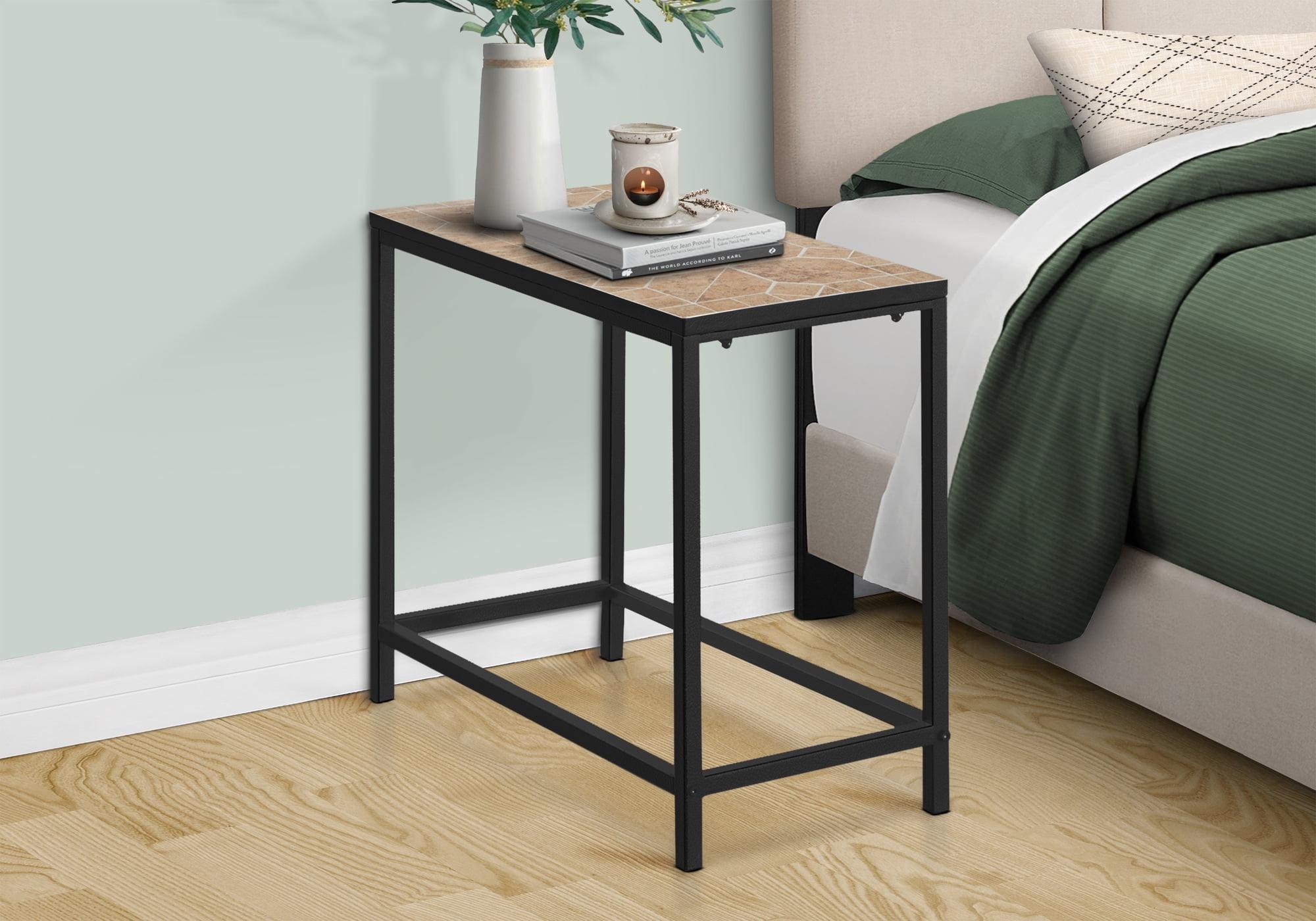 Ebern Designs Chyan Accent Table, Side, End, Nightstand, Lamp, Living Room, Bedroom, Metal, Tile