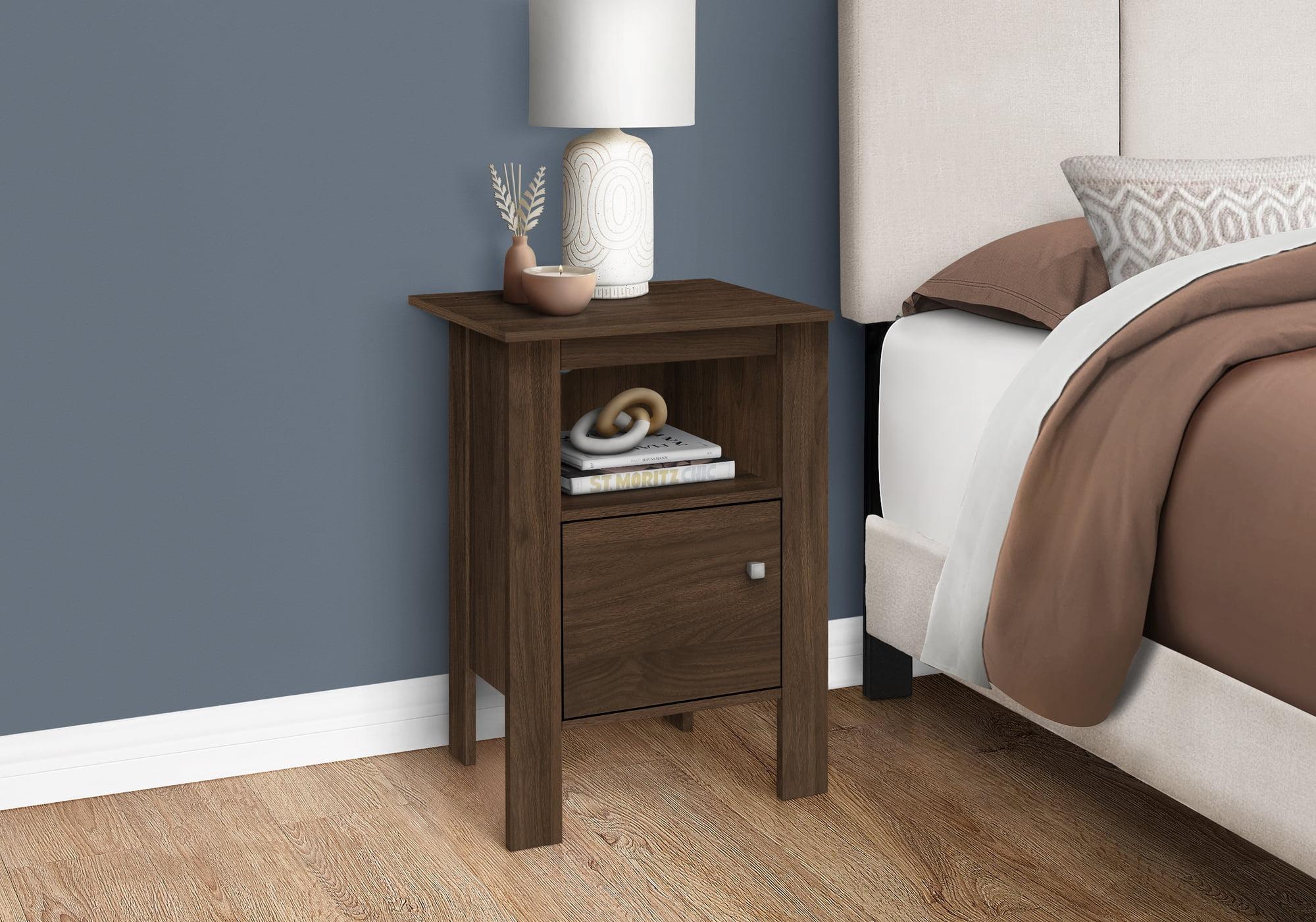 Monarch Specialties Accent Table Side End Nightstand Lamp Storage Living Room Bedroom Laminate Walnut Transitional