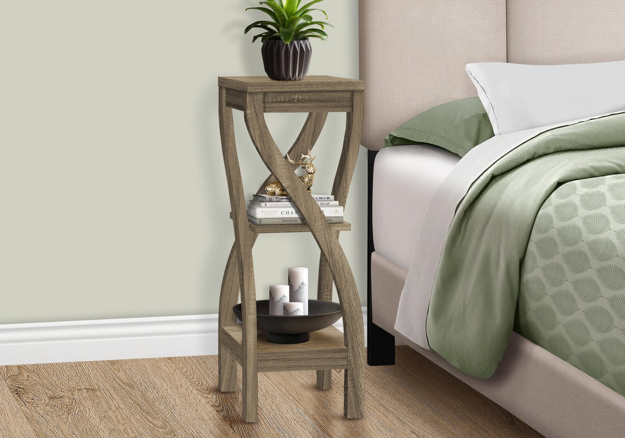 Curved Leg Contemporary Dark Taupe Wood Accent Table