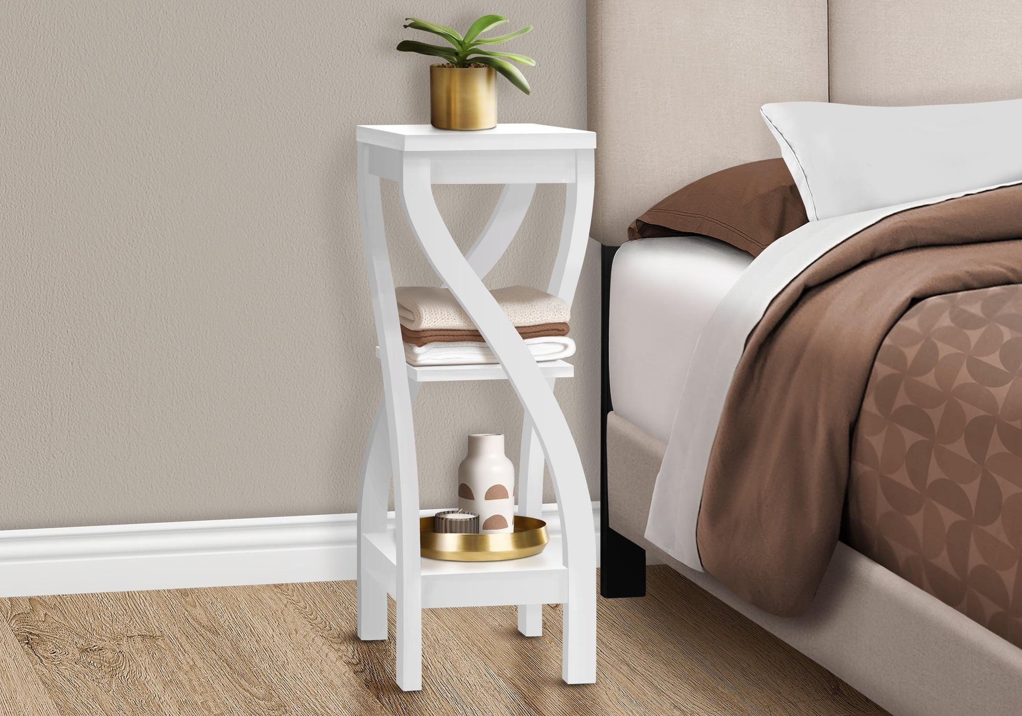 Monarch Specialties Accent Table, Side, End, Plant Stand, Square, Bedroom, White Laminate