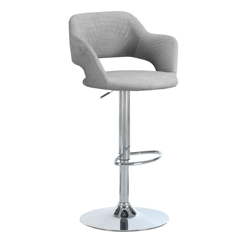 Monarch Specialties Barstool - Grey Fabric / Chrome Metal Hydraulic Lift