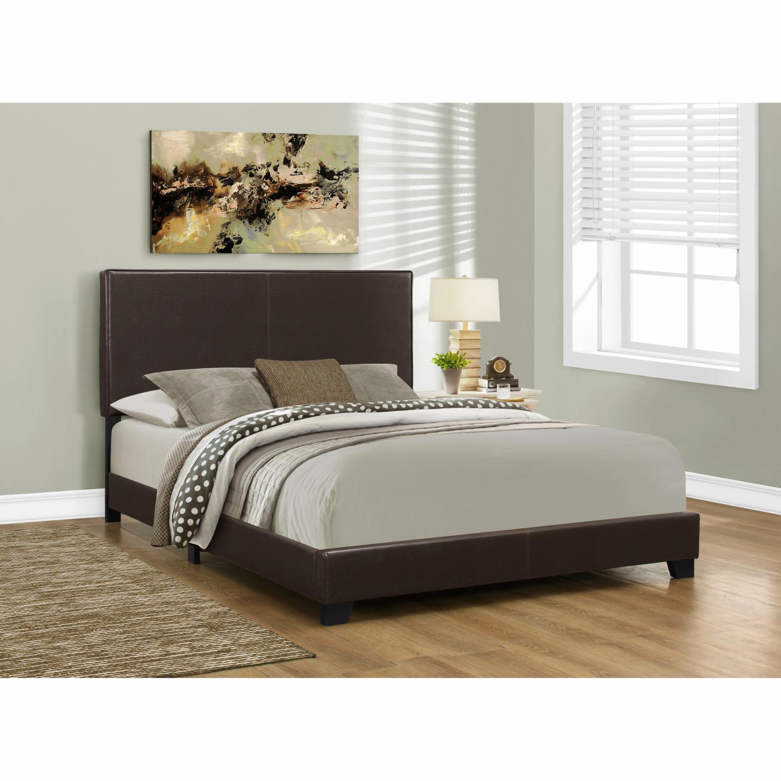 Engelhard Bed, Queen Size, Platform, Bedroom, Frame, Upholstered, Pu Leather Look, Transitional