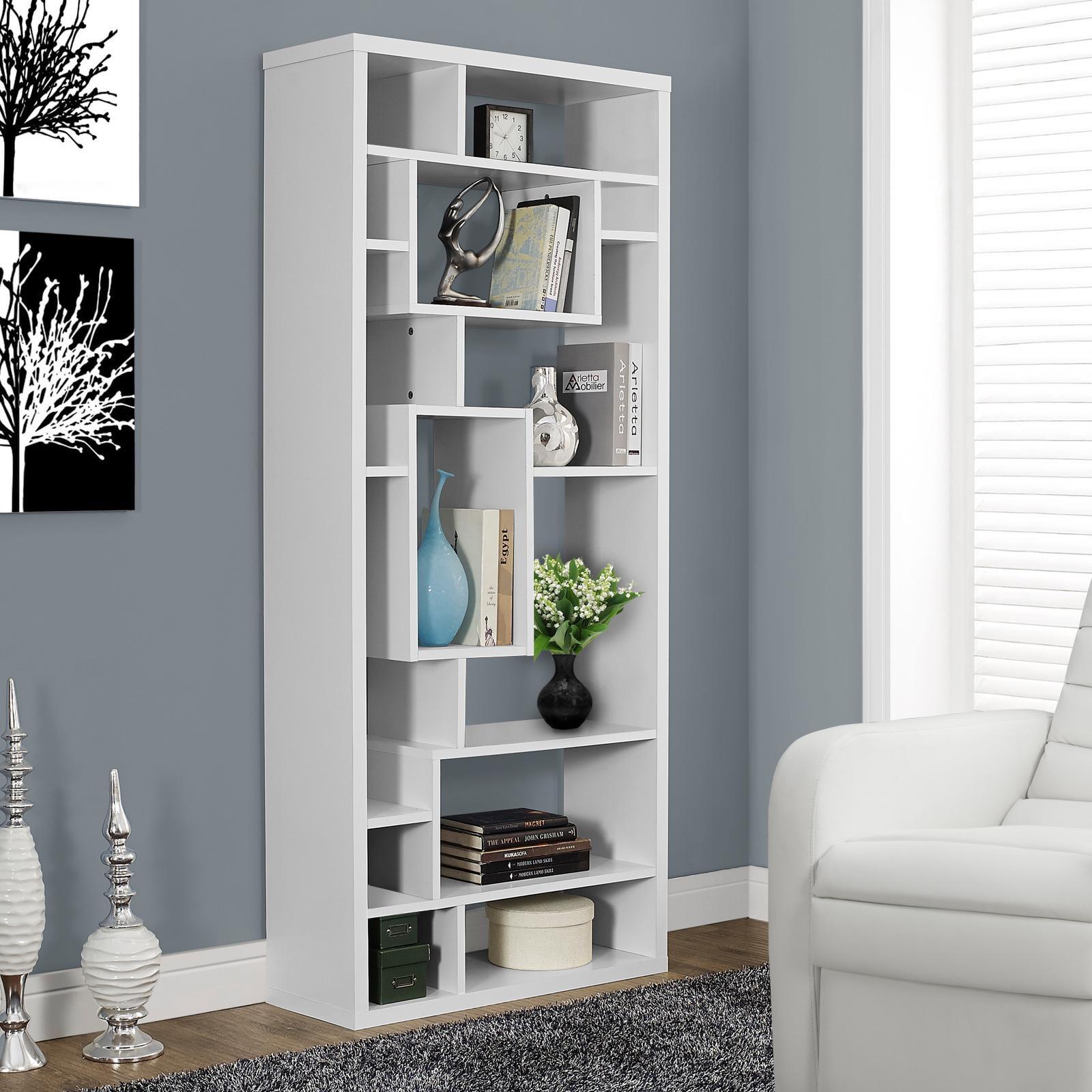 Contemporary White 72" High Asymmetrical Bookcase