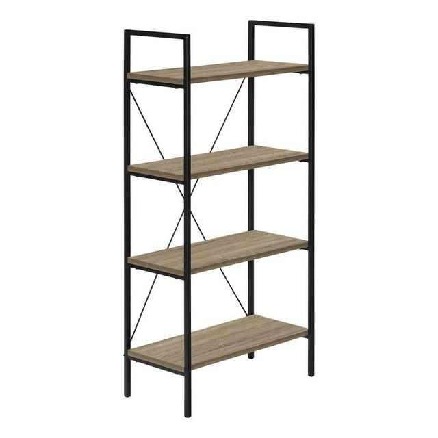 Monarch Specialties Bookshelf Bookcase 4 Tier 48InchH Office Bedroom Metal Laminate Brown Black Contemporary Modern