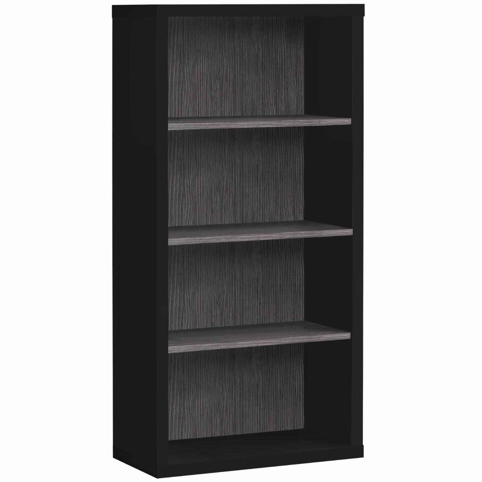 Contemporary Black and Gray Laminate 48" Adjustable Bookshelf