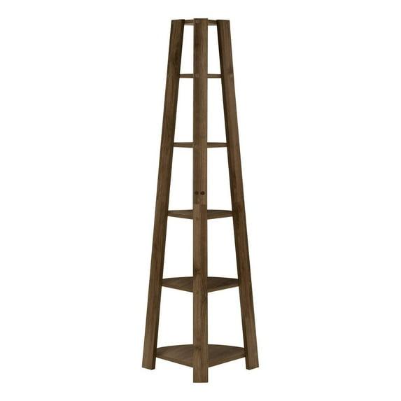 Monarch Specialties Bookshelf Bookcase Etagere Corner 5 Tier 72InchH Office Bedroom Laminate Walnut Contemporary Modern
