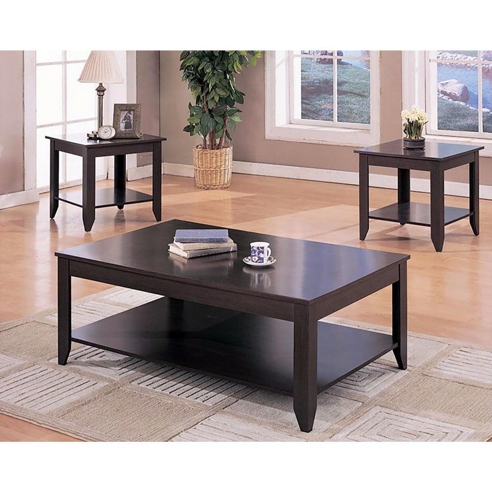 Transitional Black 3-Piece Rectangular Occasional Table Set