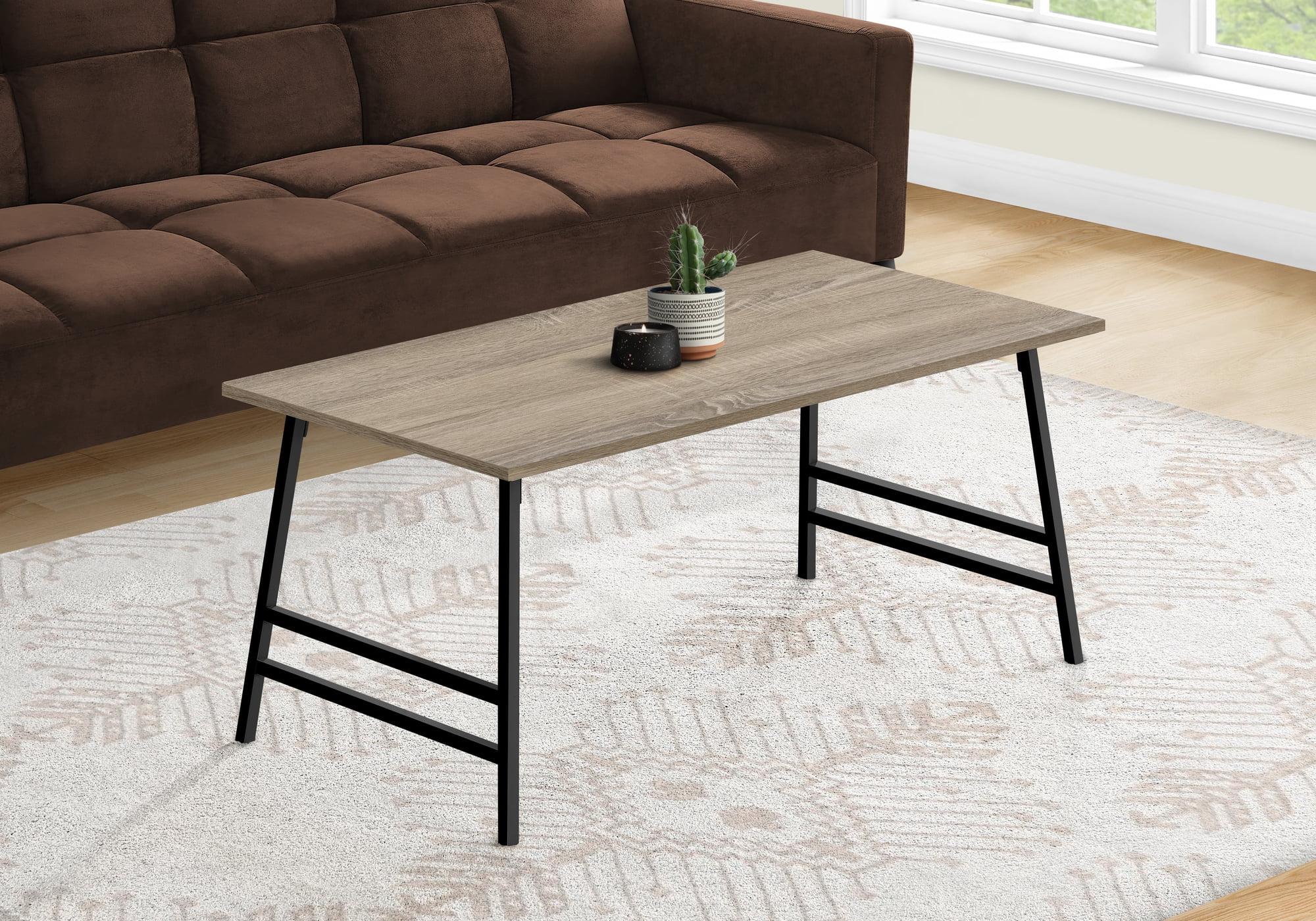 Dark Taupe Rectangular Wood and Metal Coffee Table