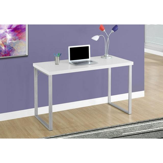 Monarch Specialties Computer Desk - 48"L, White, Silver Metal