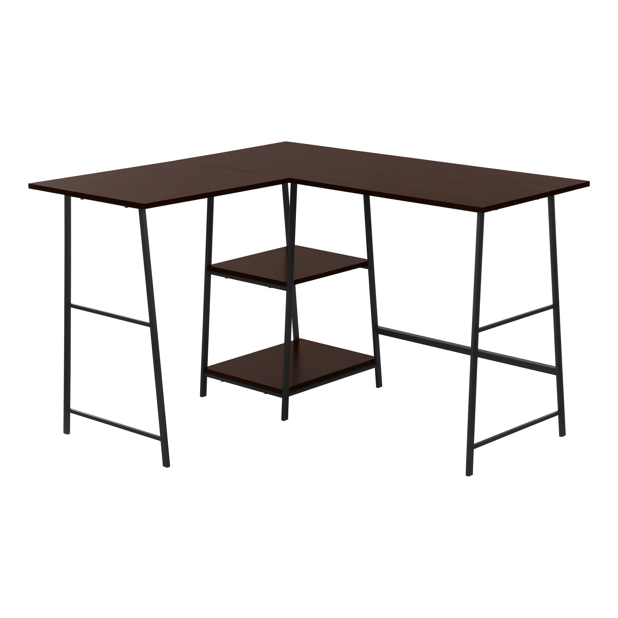 Monarch Specialties Computer Desk Home Office Corner Storage Shelves 48InchL L Shape Work Laptop Metal Laminate Brown Black Contemporary Modern