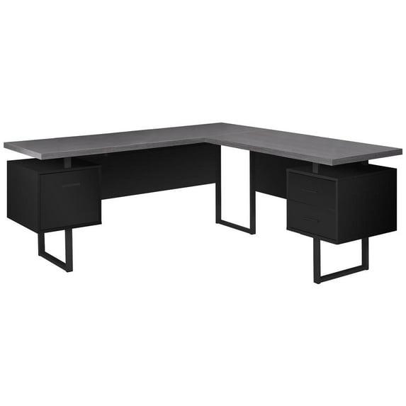 Ivy Bronx Computer Desk, Home Office, Corner, Storage Drawers, 70"L, L Shape, Work, Laptop, Metal, Black