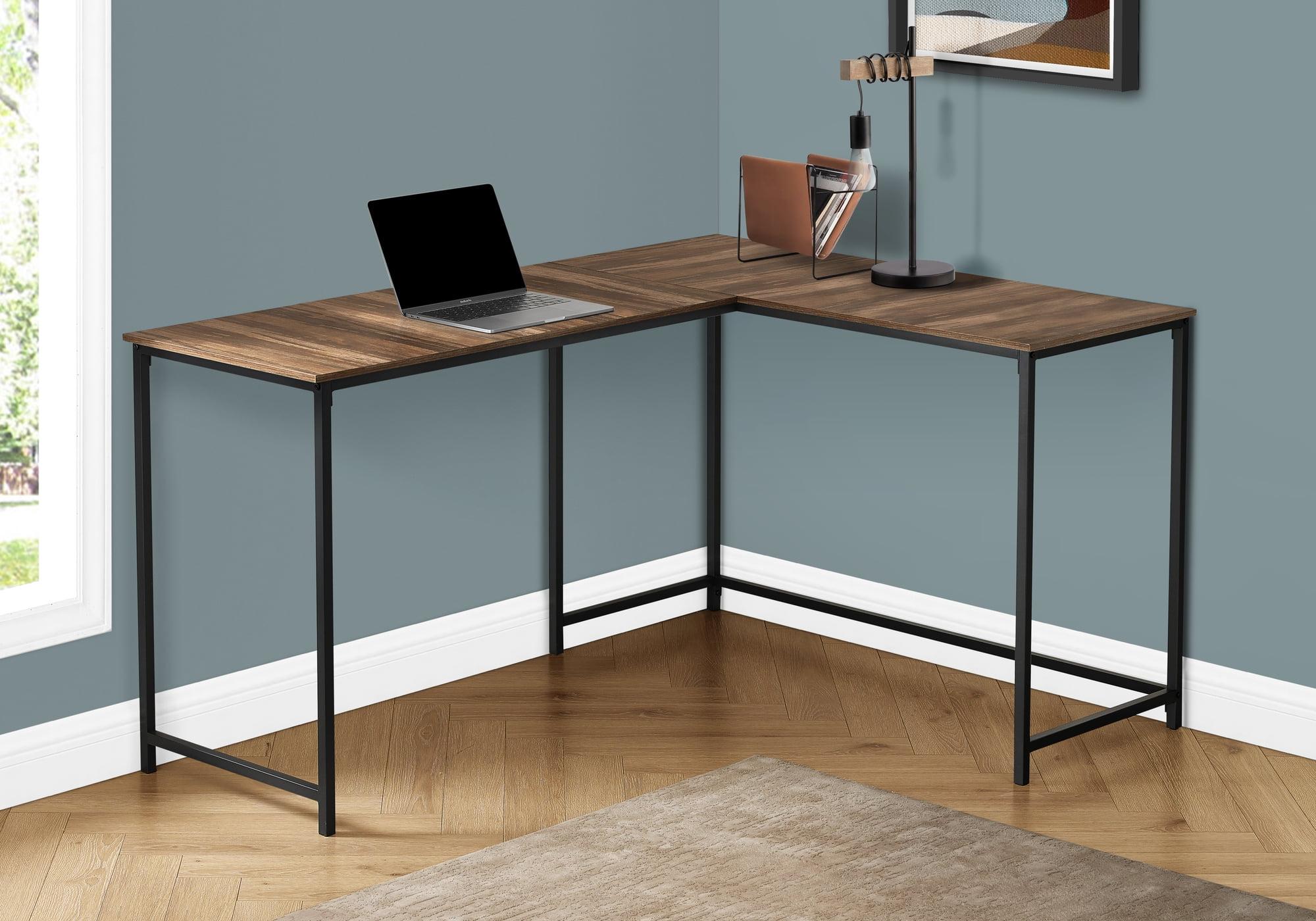 Contemporary Modern Brown and Black L-Shaped Corner Computer Desk