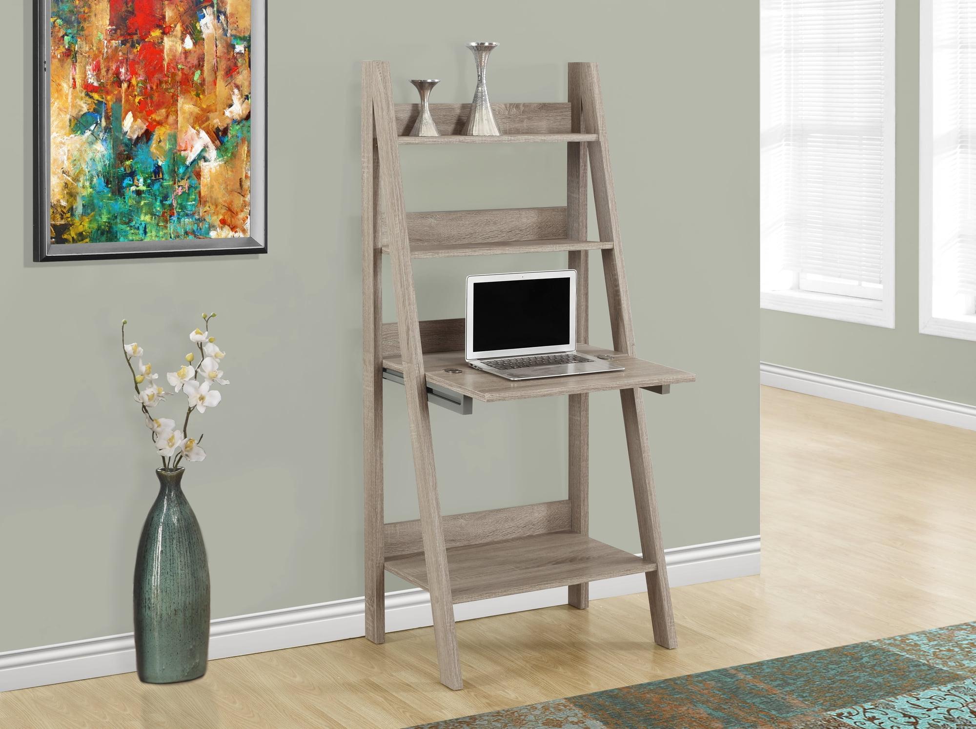 Dark Taupe MDF Foldable Ladder Desk with Drawer