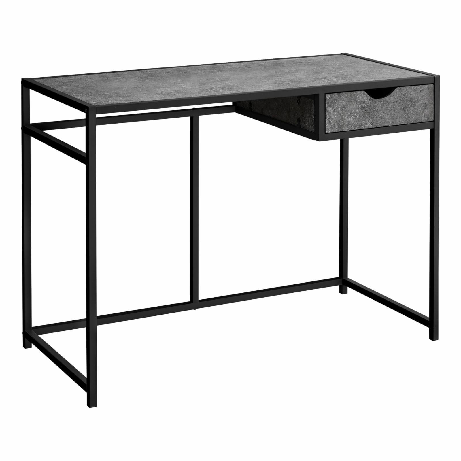 Modern Industrial Gray Stone-Look Home Office Desk with Storage Drawer