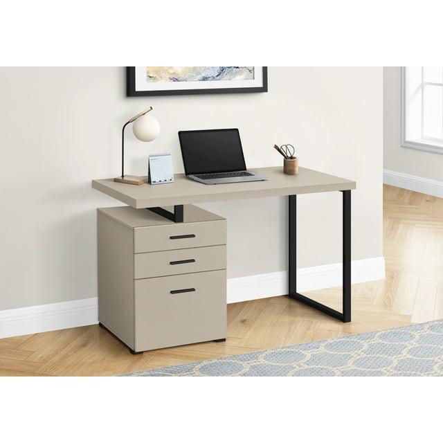 Monarch Specialties Computer Desk Home Office Laptop Left Right Set-Up Storage Drawers 48InchL Work Metal Laminate Beige Black Contemporary Modern
