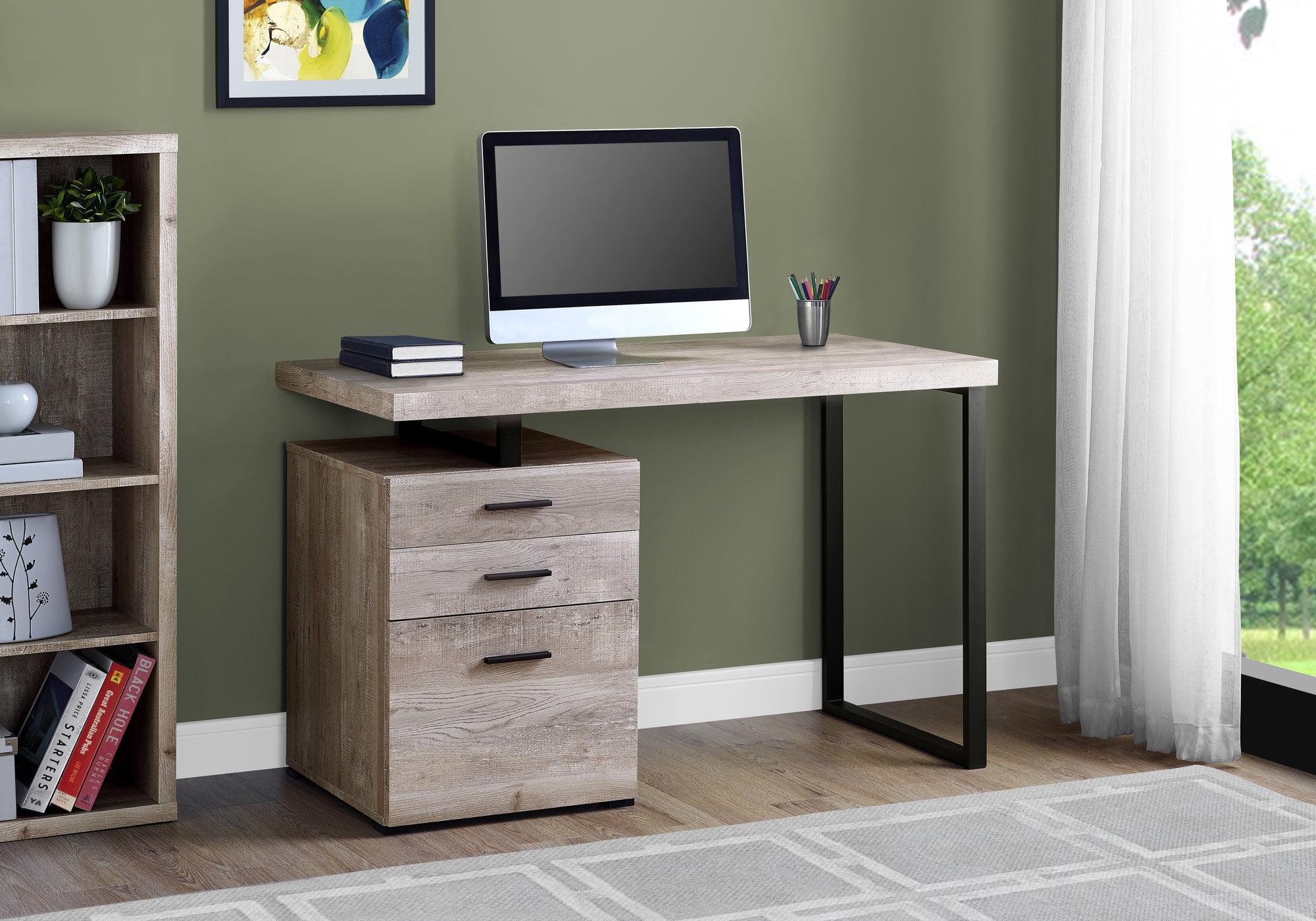 Monarch Specialties Computer Desk Home Office Laptop Left Right Set-Up Storage Drawers 48InchL Work Metal Laminate Beige Black Contemporary Modern