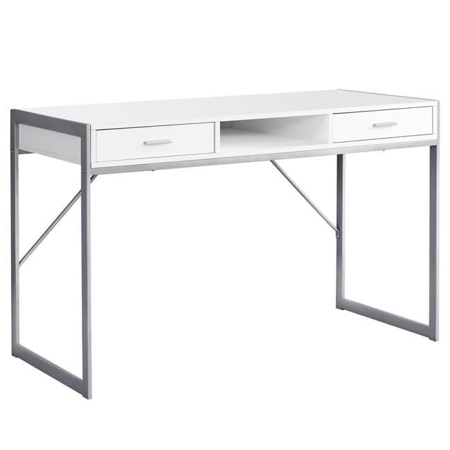 Computer Desk - 48"L / White / Silver Metal