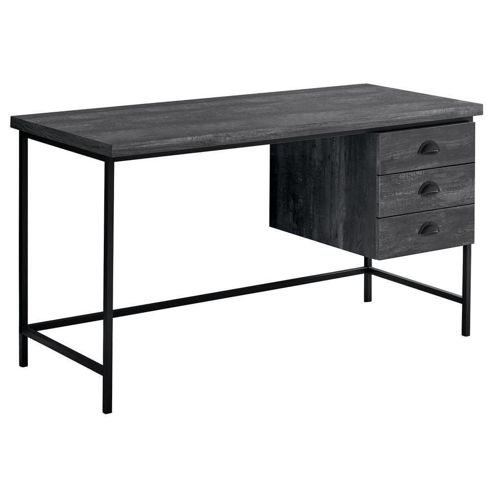 Monarch Specialties Computer Desk Home Office Laptop Storage Drawers 55InchL Work Metal Laminate Black Contemporary Modern