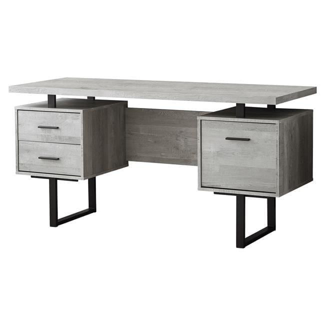 Monarch Specialties Computer Desk Home Office Laptop Left Right Set-Up Storage Drawers 60InchL Work Metal Laminate Grey Black Contemporary Modern