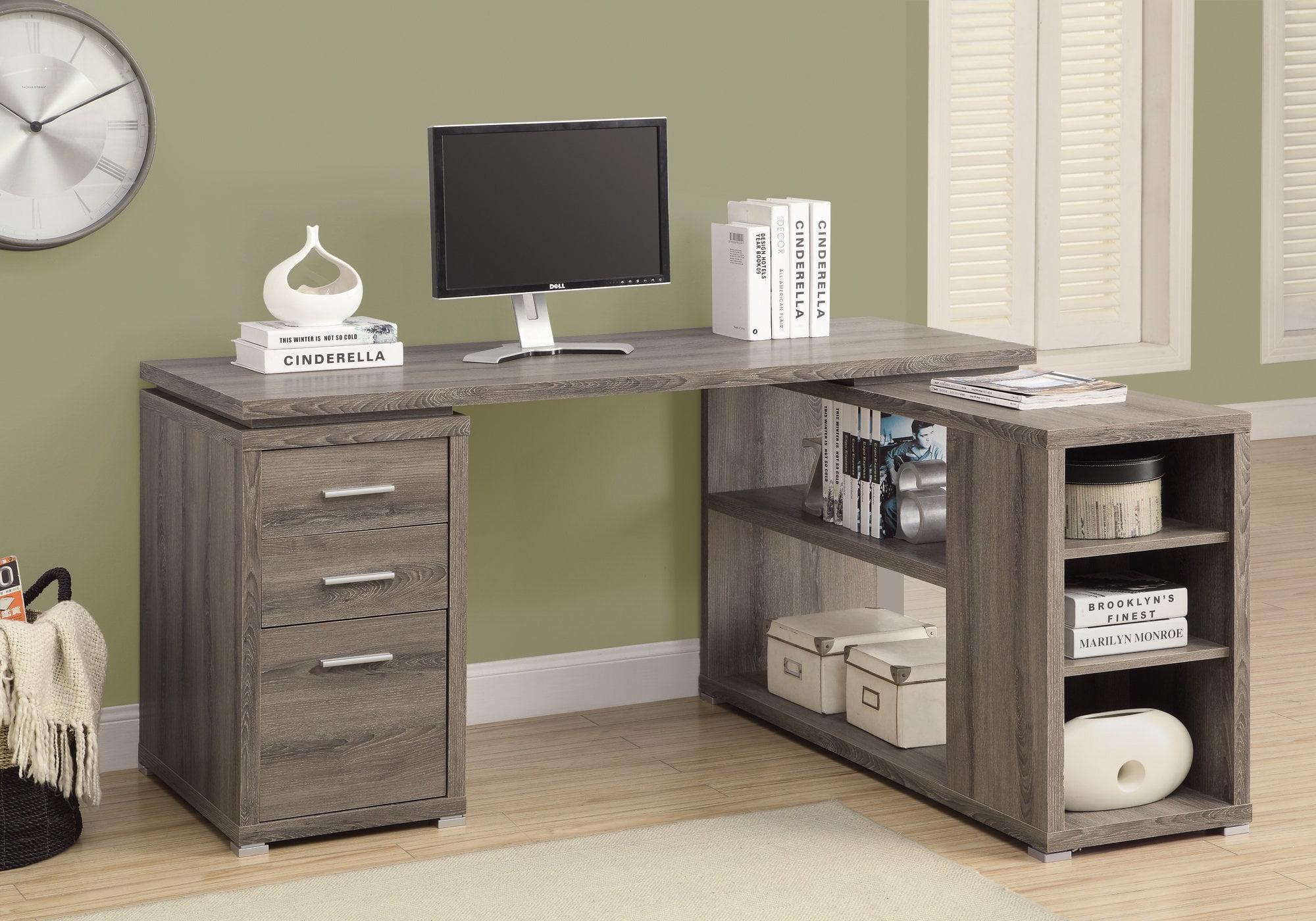 Monarch Specialties Computer Desk, L-Shaped, Corner, 3 Drawers 2 Open Shelves 3 Cubbies, 60"L X 47"W