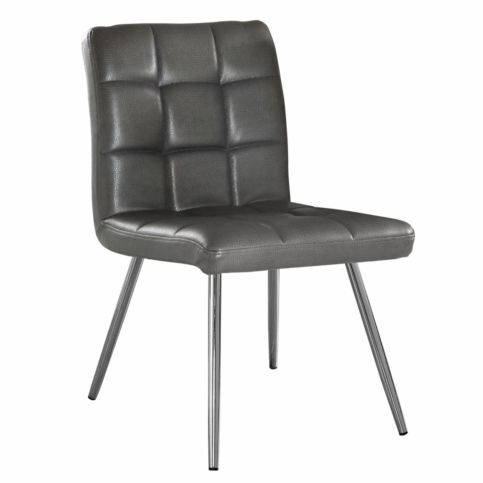 Contemporary Grey Faux Leather and Metal Side Dining Chair