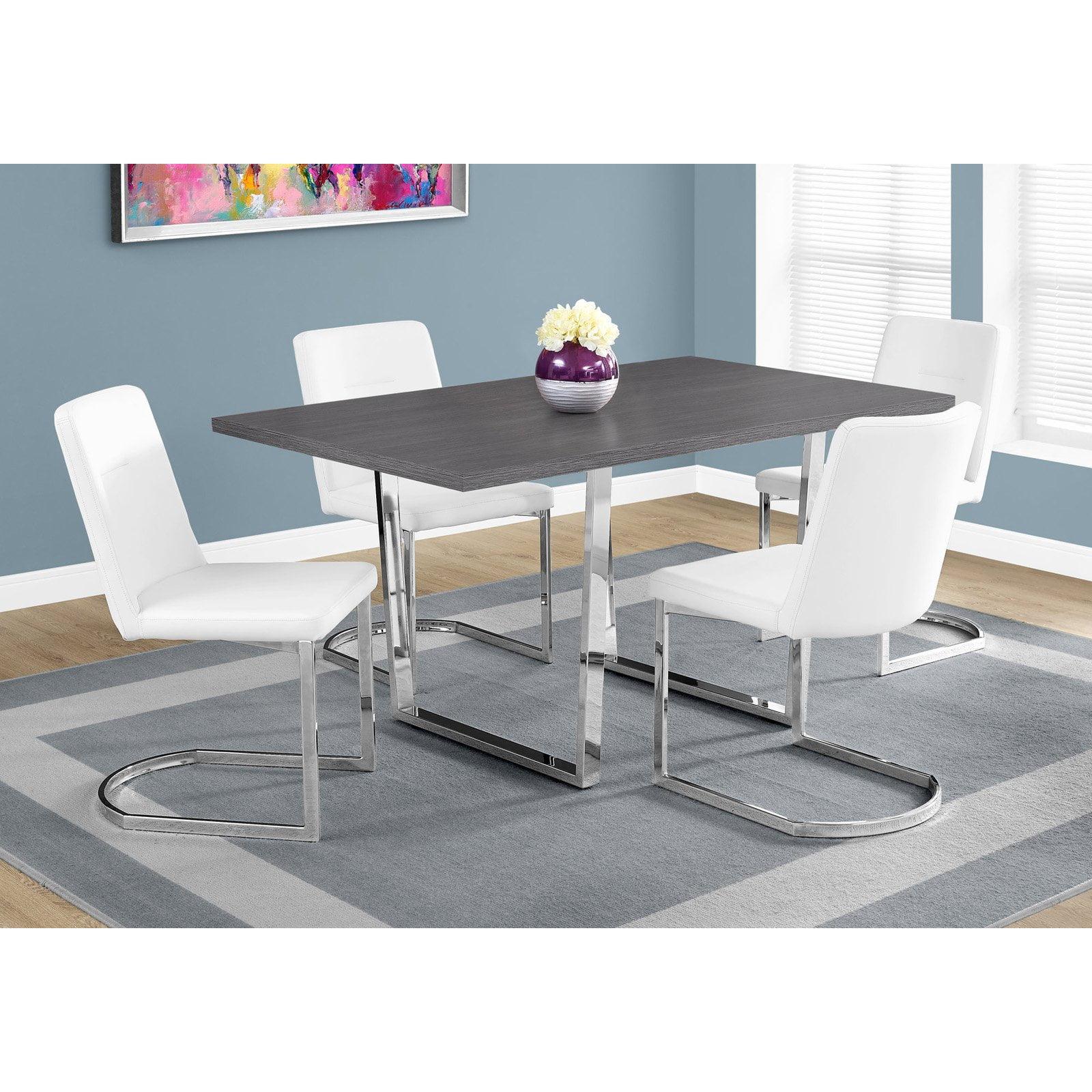 Gray Rectangular Dining Table with Chrome Legs