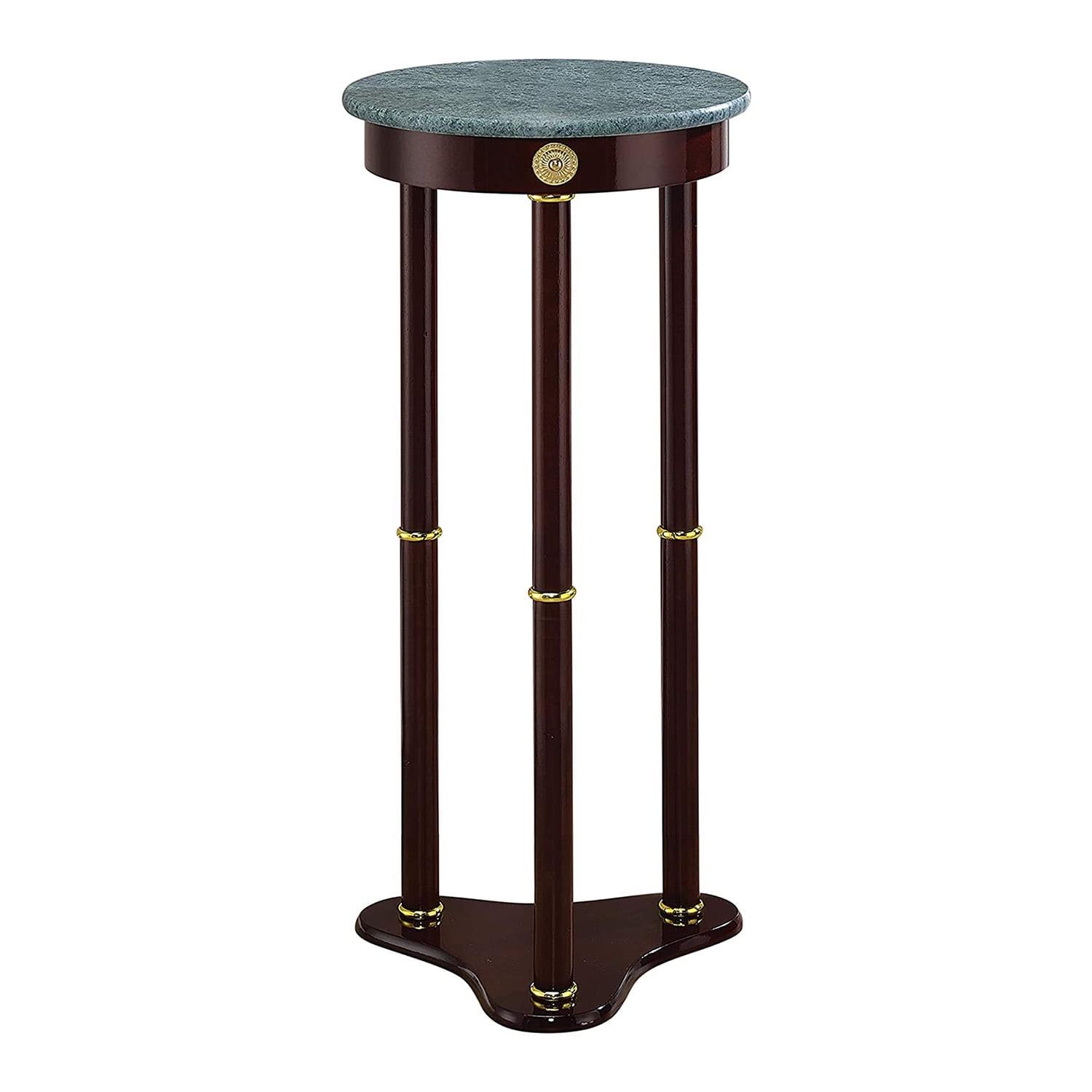Elegant Merlot 12" Round Green Marble Top Accent Table