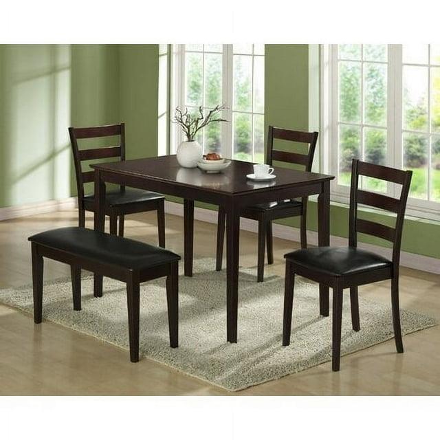 Monarch Specialties Guillen 5-piece Dining Set with Bench Cappuccino and Dark Brown