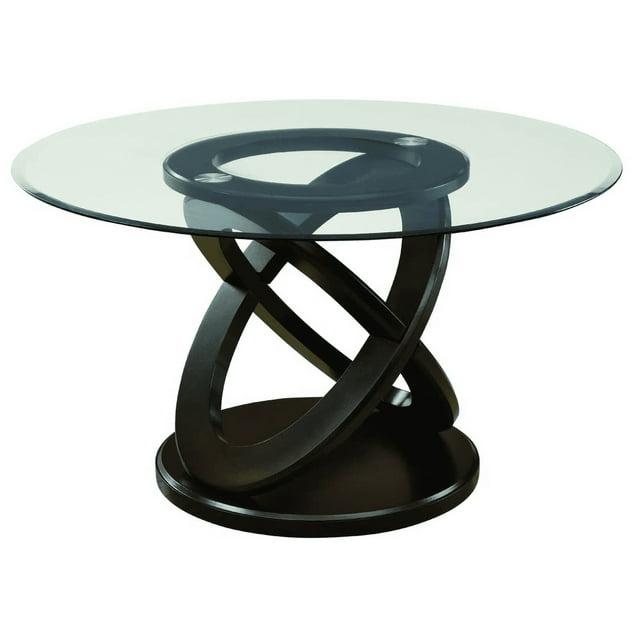 Monarch Specialties I 1749 Espresso 48" Wide Elegant Glass Top Dining Table (Chairs are not included)