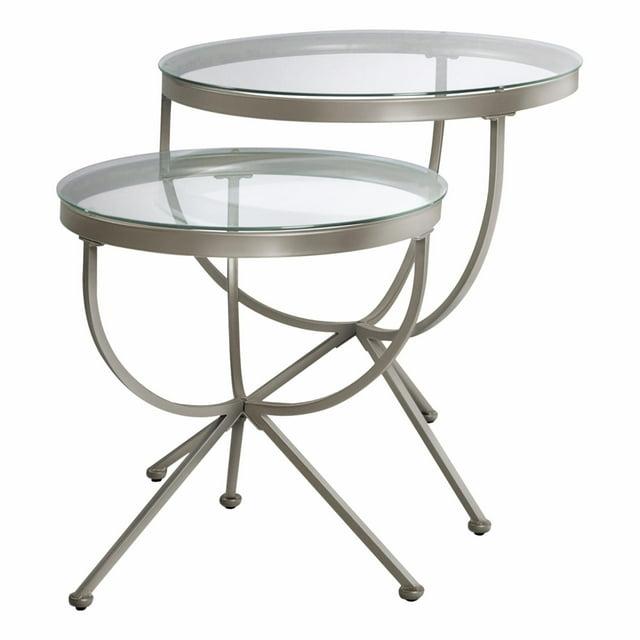 Monarch Specialties Nesting Table Set Of 2 Side End Accent for Living Room, Bedroom, Tempered Glass