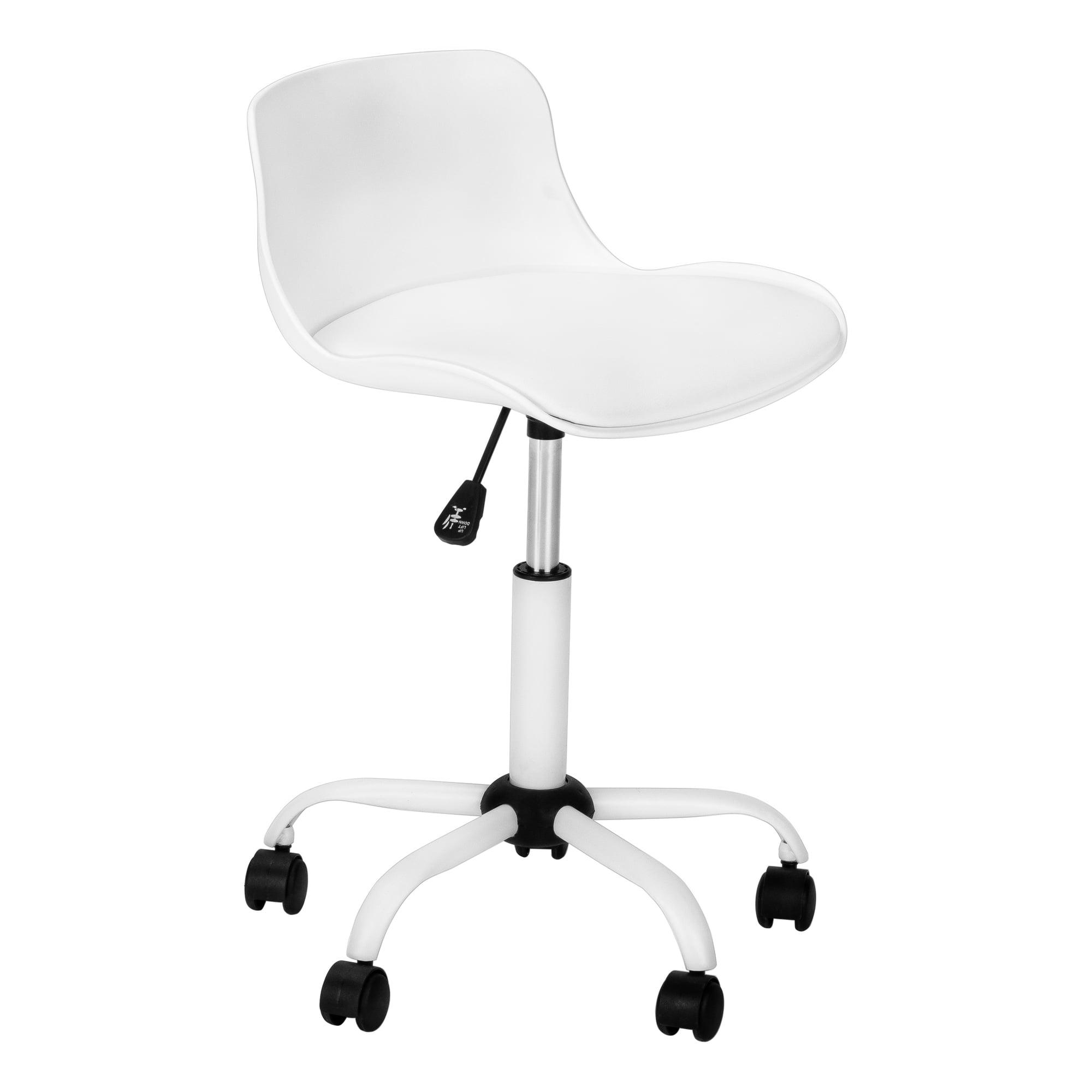 White Leather Armless Swivel Kids Desk Chair