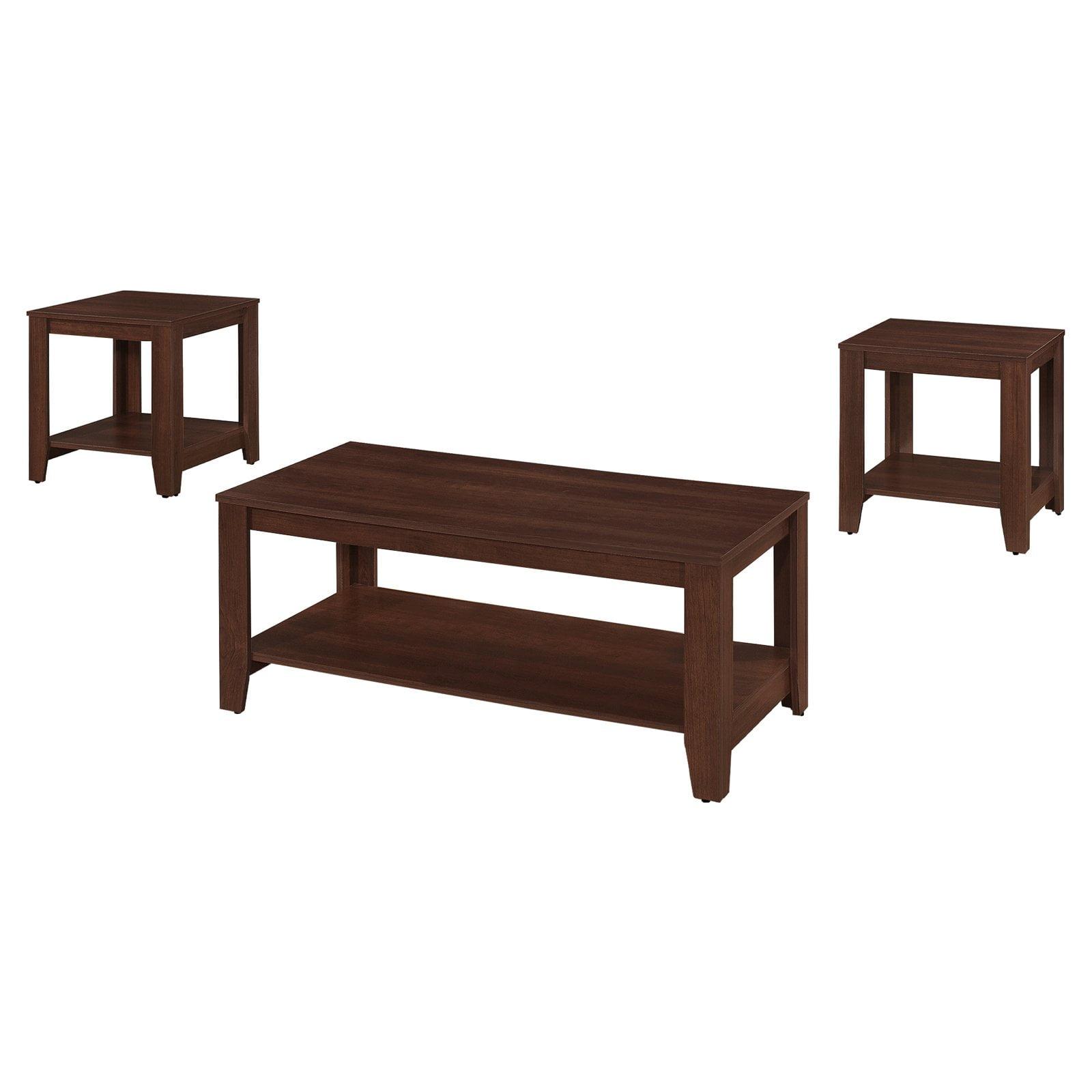 Cherry Brown 3-Piece Rectangular Coffee and End Table Set