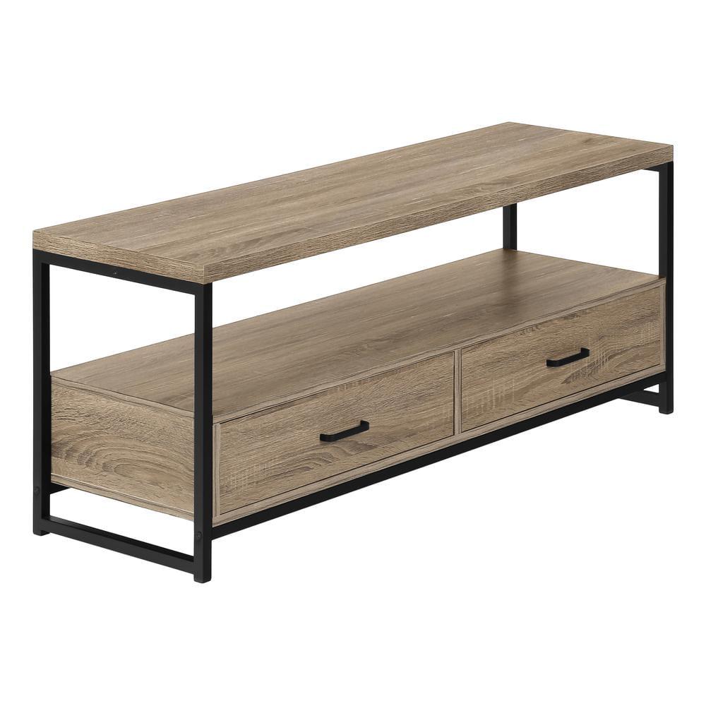 Monarch Specialties Tv Stand 48 Inch Console Media Entertainment Center Storage Drawers Laminate Metal Brown Black Contemporary Modern
