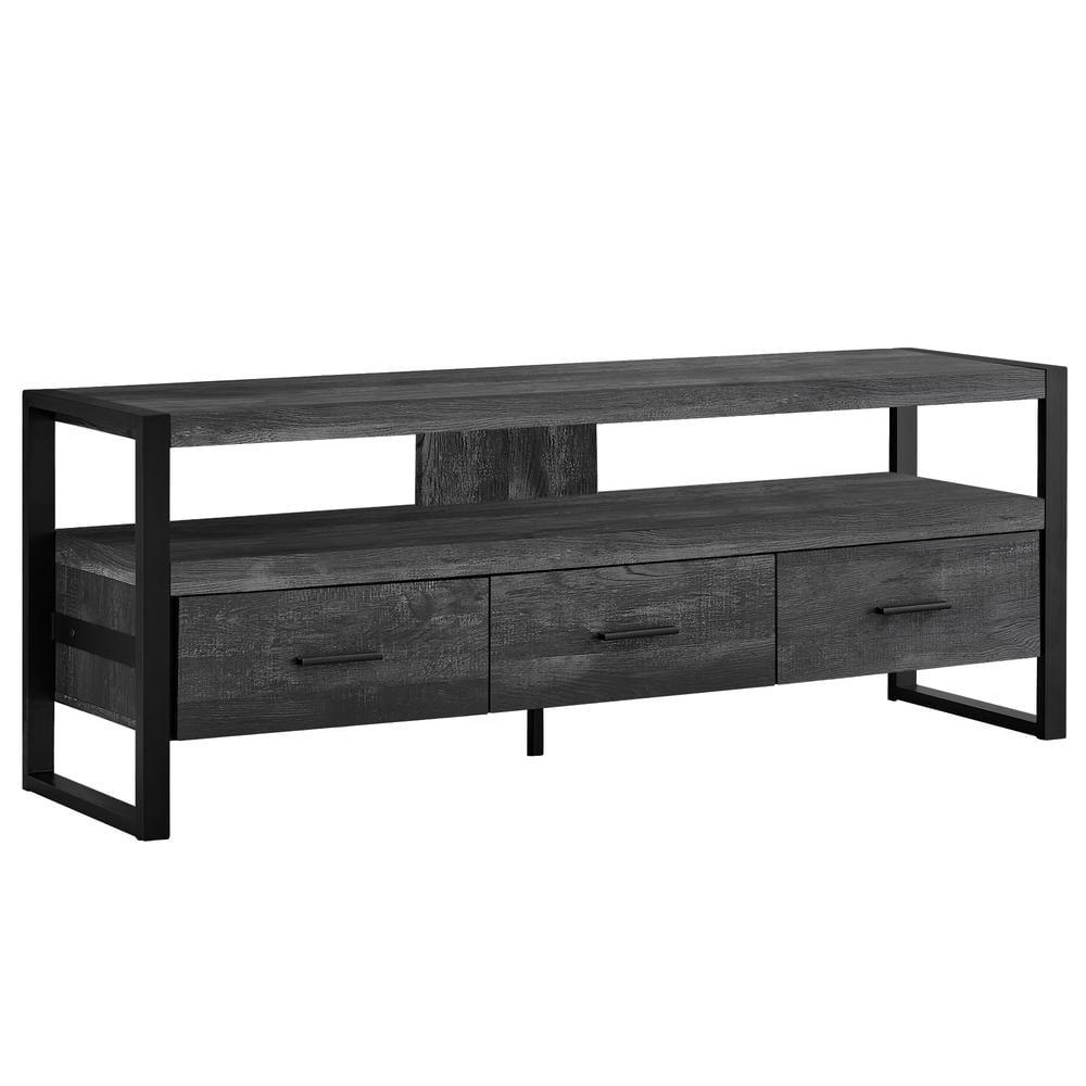 Monarch Specialties Tv Stand, 60 Inch, Console, Living Room, Bedroom, Black Laminate